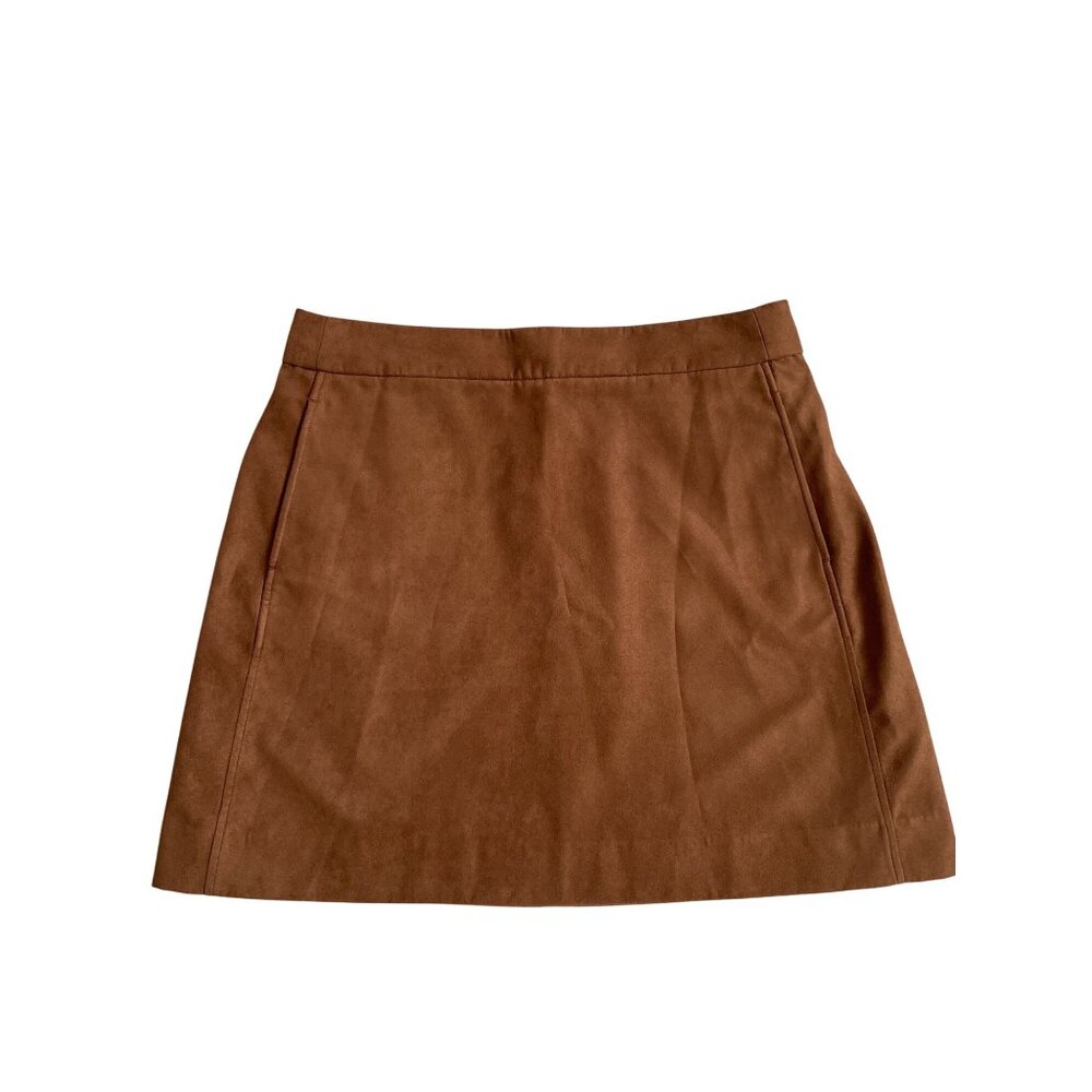 J. Crew Faux Suede A-Line Mini Skirt Women's 14 Preppy Academia Neutral BC892